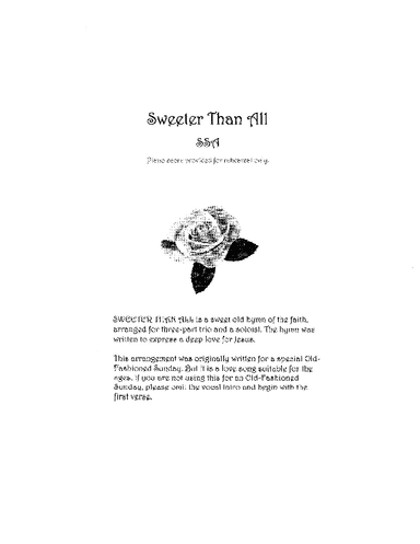 Sweeter Than All - Ladies' Trio (SSA) (arr. Gayle Gould)