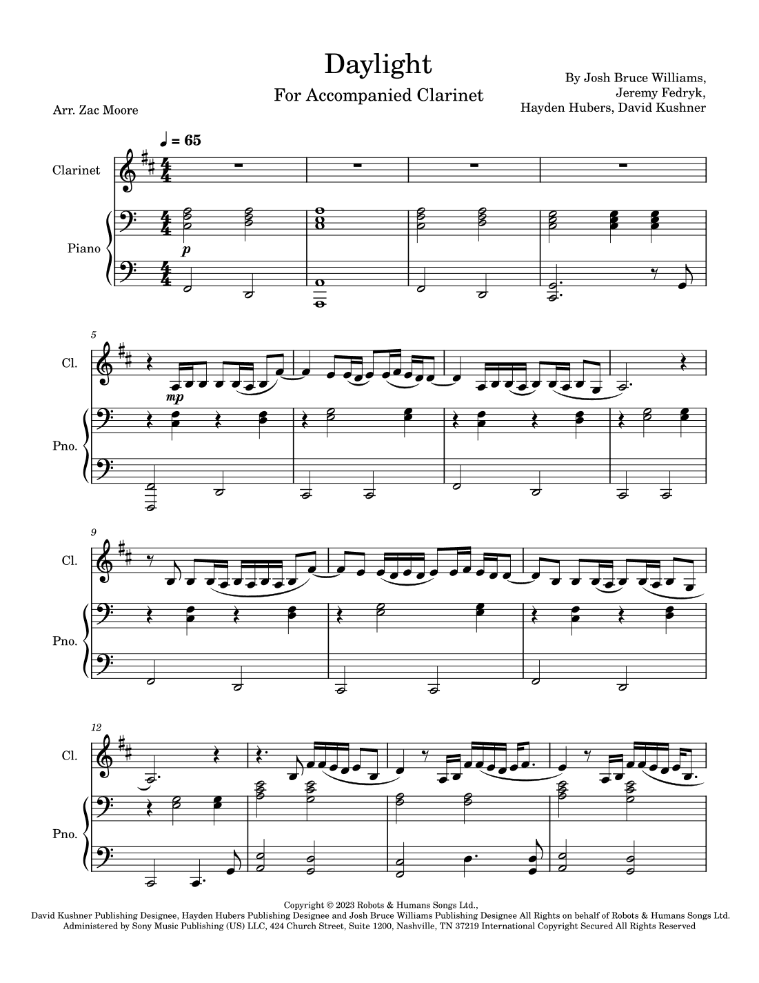 Daylight (arr. Zac Moore)
