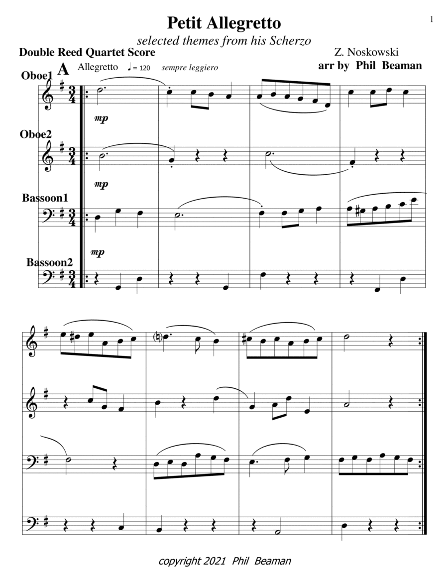 Petit Allegretto-Noskowski-Double Reed Quartet (arr. Phil Beaman)