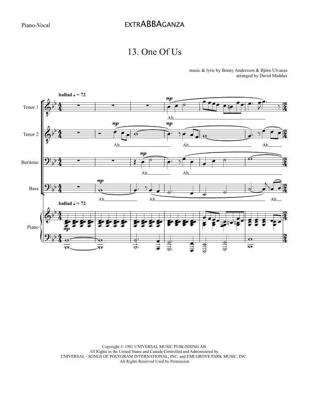 One Of Us (arr. David Maddux)