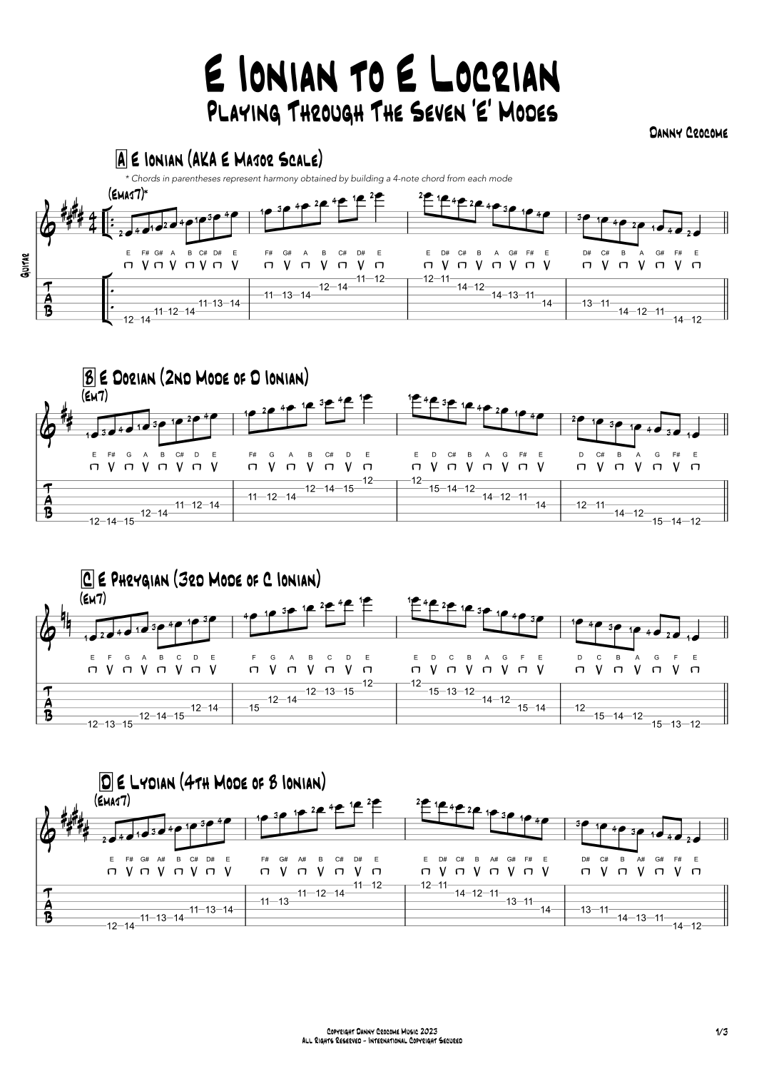 E Ionian to E Locrian (Playing Through the Seven 'E' Modes)
