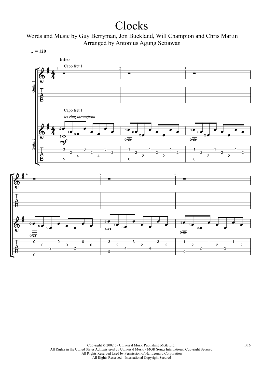 Clocks (arr. Antonius Agung Setiawan)