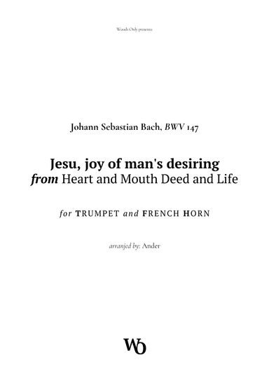 Jesu, joy of man's desiring by Bach for Trumpet and French Horn (arr. Ander)