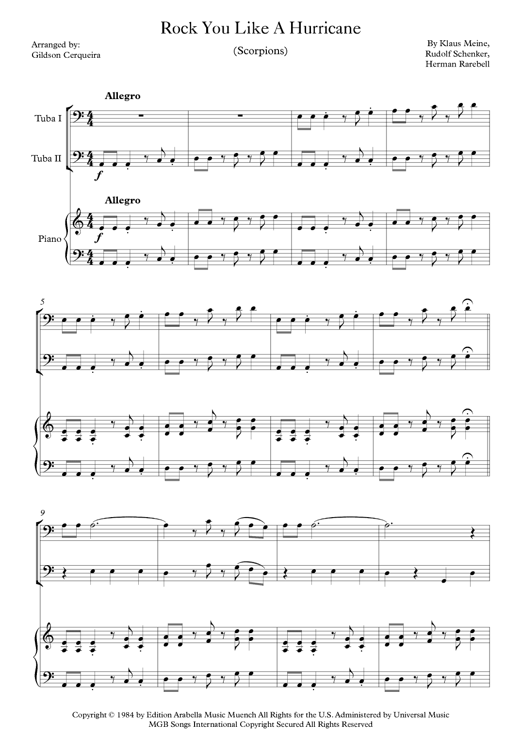 Rock You Like A Hurricane (arr. Gildson Cerqueira)