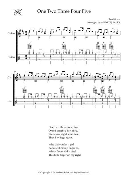 One Two Three Four Five (D) (arr. Andrzej Falek)