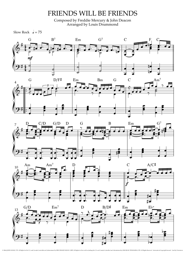 Friends Will Be Friends (arr. Louis Drummond)
