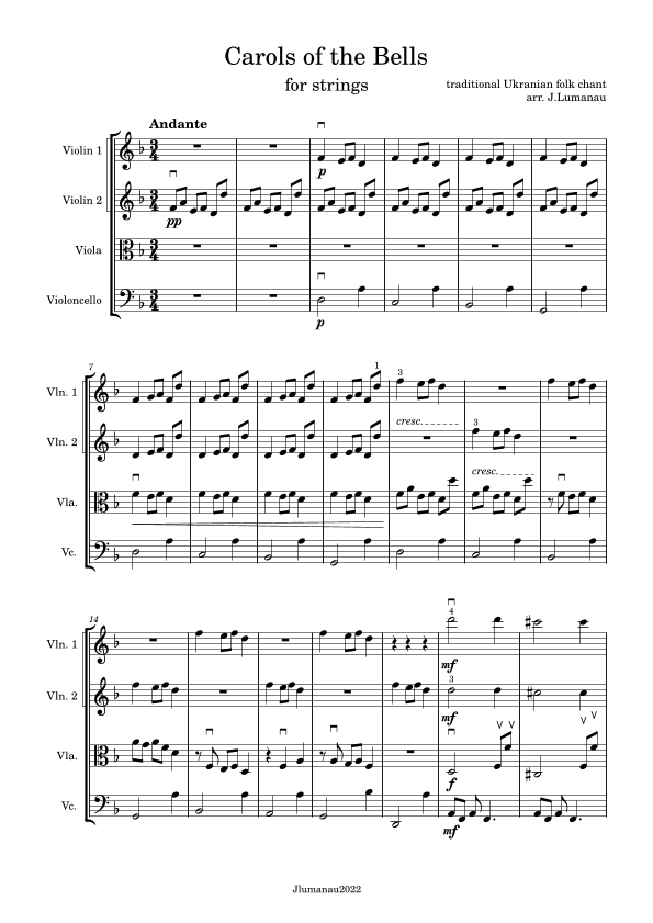 Carols of the bells (arr. Josephine Lumanau)