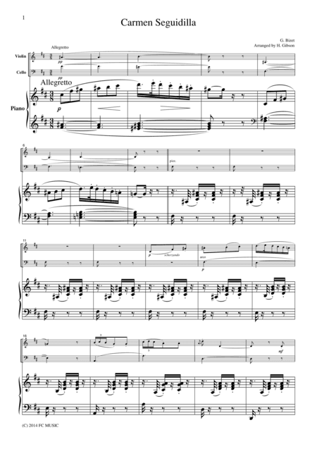 Bizet  Seguidilla from Carmen, for piano trio, PB303 (arr. H. Gibson)