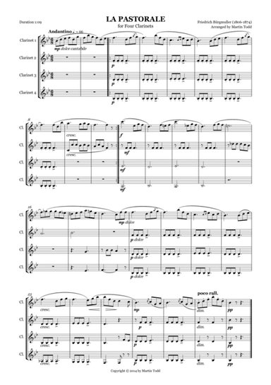 La Pastorale for Four Clarinets (arr. Martin Todd)
