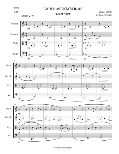 "Silent Night" from 12 CAROL MEDITATIONS for String Quartet (arr. Paul Ferington)