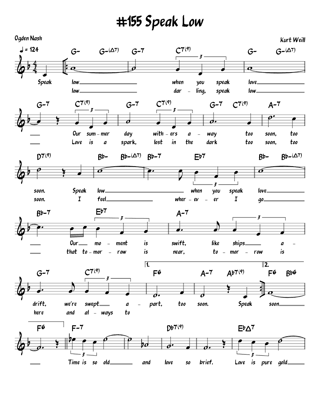Speak Low (arr. John Fries)