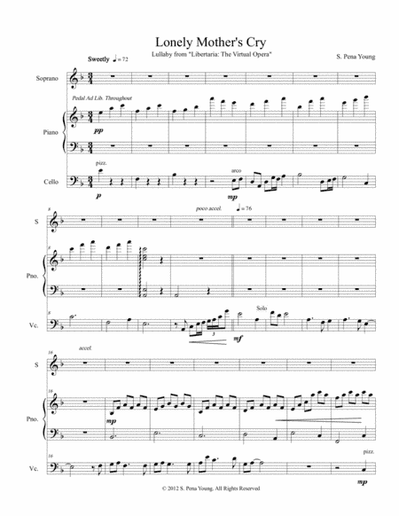 Lonely Mother Cry Lullaby for Soprano, Cello, Piano