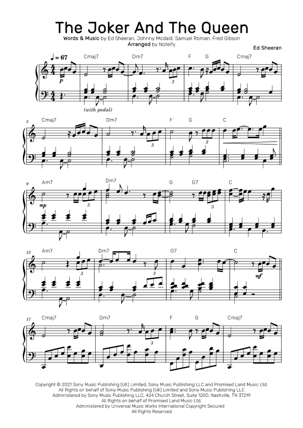 The Joker And The Queen (arr. Noteify)