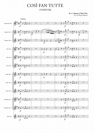 Overture from the Opera "Così Fan Tutte" for Saxophone Ensemble (arr. Diego Marani)