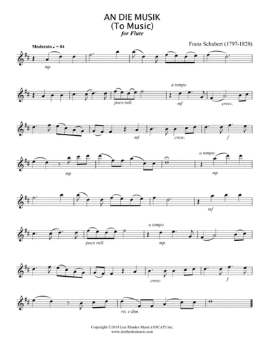 Franz Schubert - "An Die Musik" Flute solo (arr. Len Rhodes)