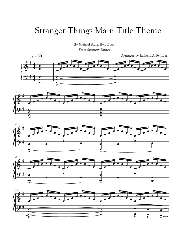 Stranger Things Main Title Theme (arr. Rafaella A. Fonseca)