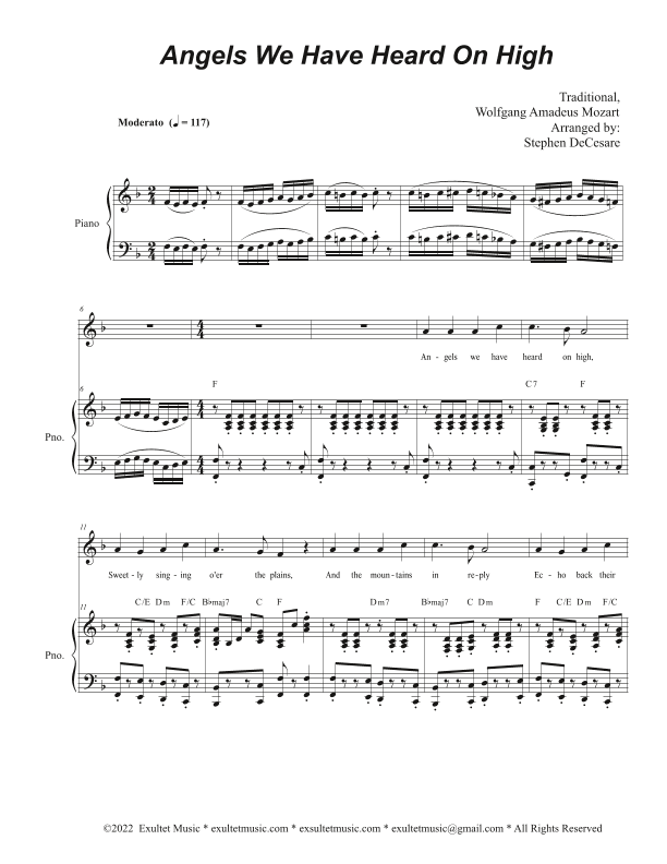 Angels We Have Heard On High (Vocal solo - High Key) (arr. Stephen DeCesare)