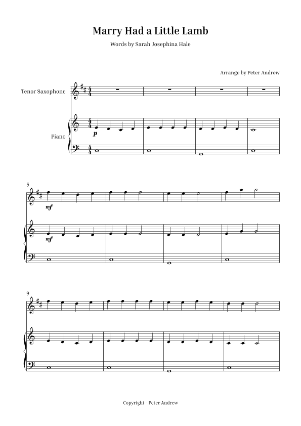 Marry Had  a Little Lamb (arr. Peter Andrew)