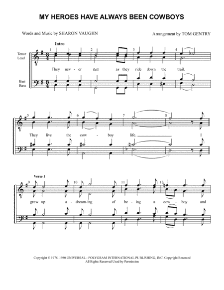 My Heroes Have Always Been Cowboys (arr. Tom Gentry)