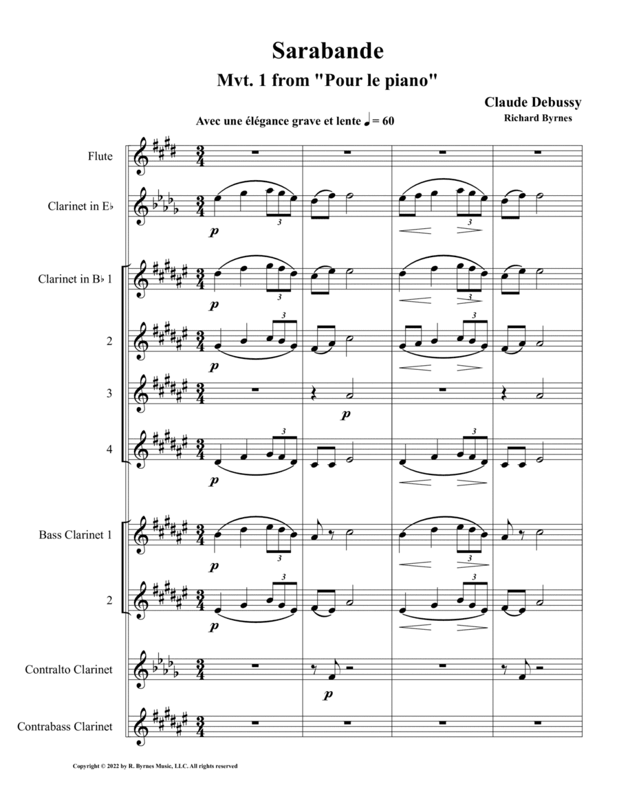 Sarabande (Clarinet Nonet + Flute) (arr. Richard Byrnes)