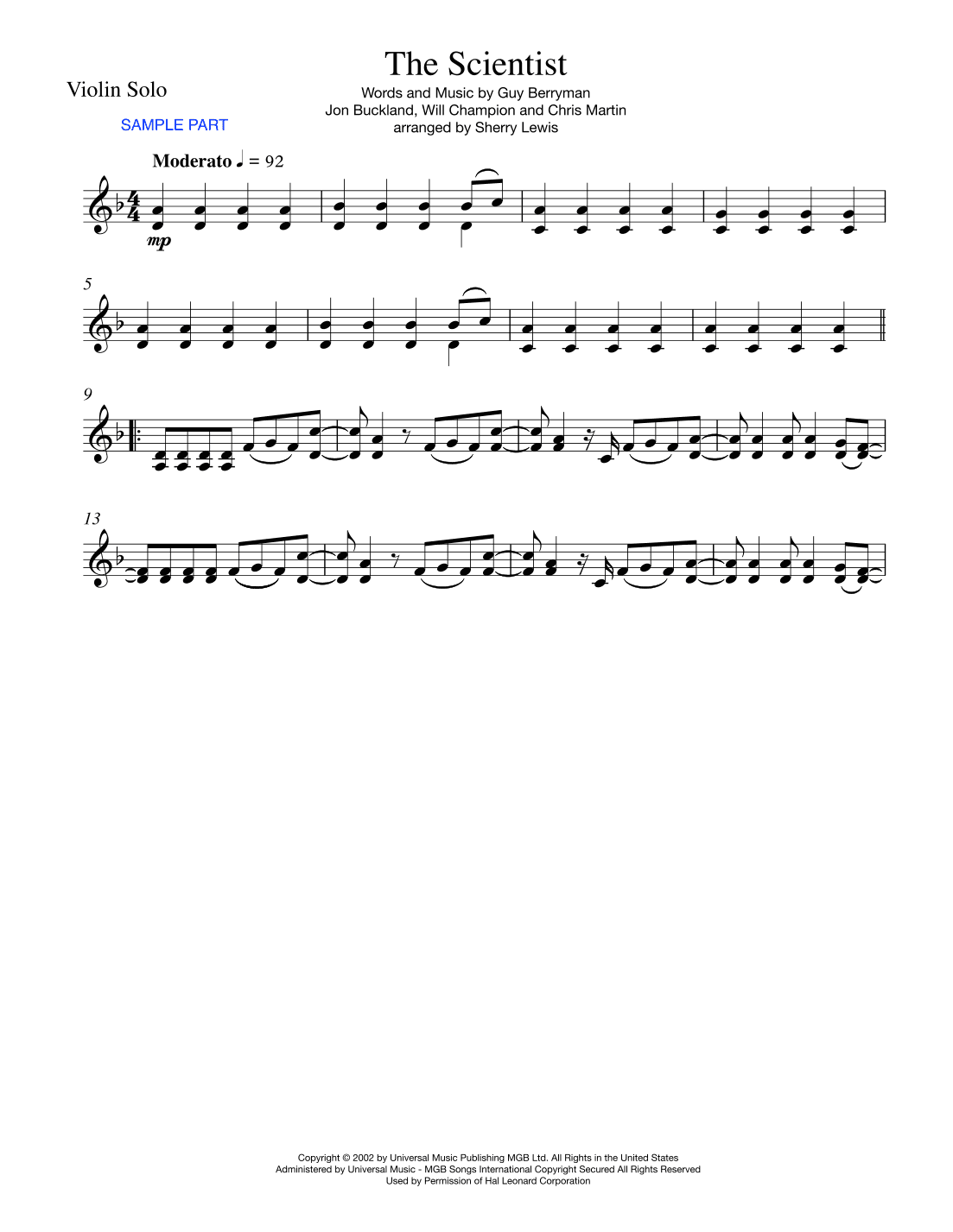 The Scientist (arr. Sherry Lewis)