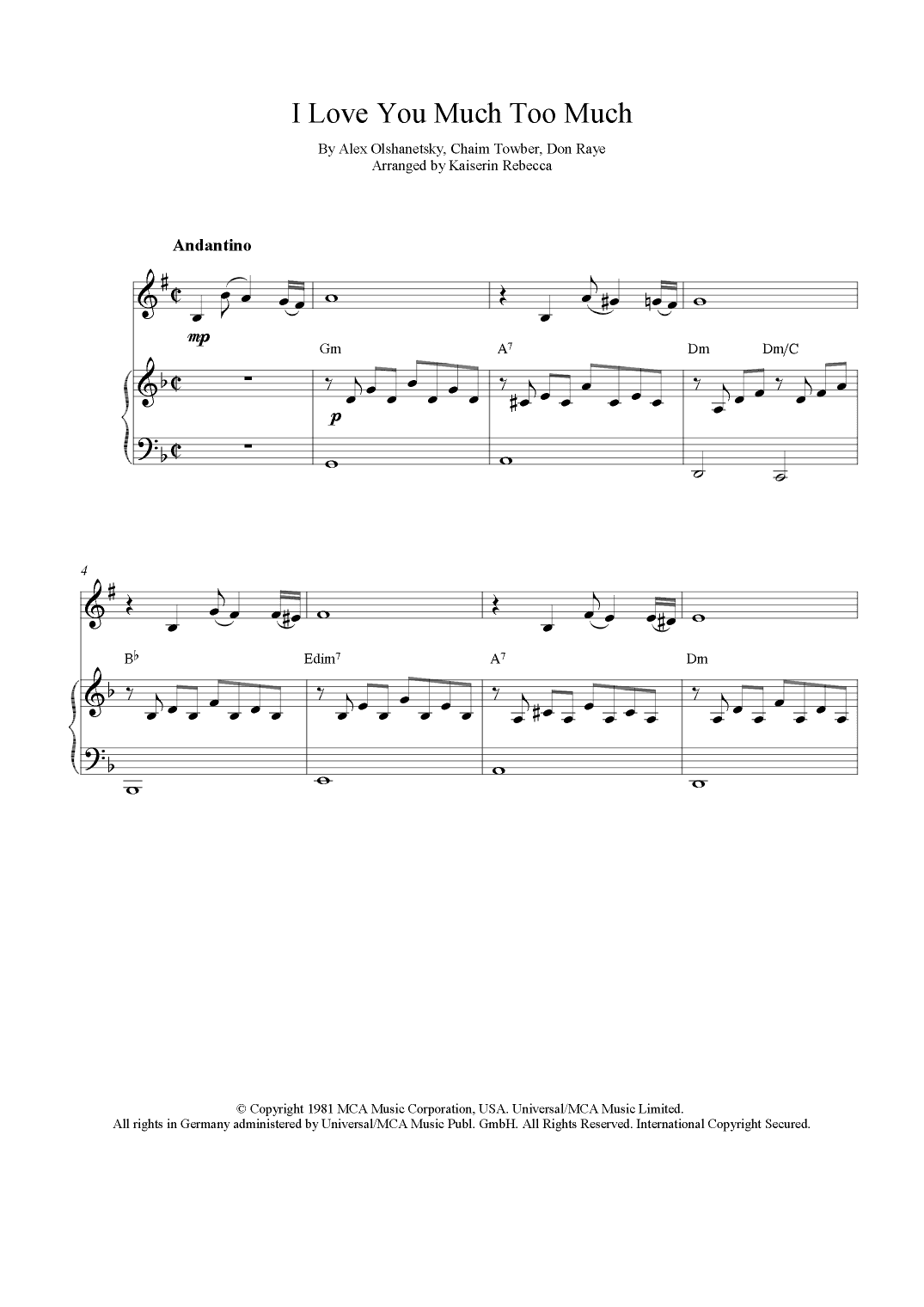 I Love You Much Too Much (arr. Kaiserin Rebecca)