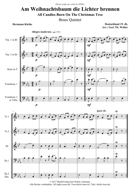 All Candles Burn On The Christmas Tree (arr. Gert Th. Walter)