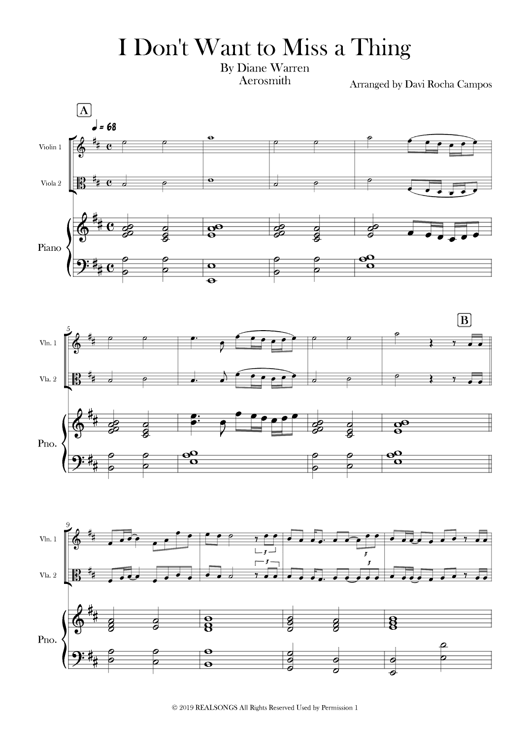 I Don't Want To Miss A Thing (arr. Davi Rocha Campos)