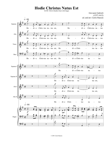 Hodie Christus Natus Est (SATB-SSAA double choir) (arr. Curtis Hanson)