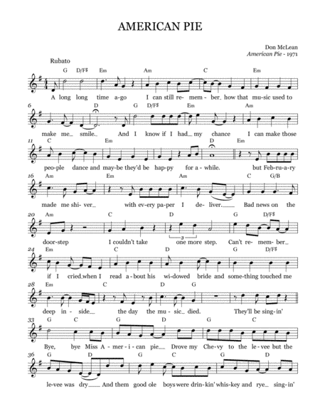 American Pie (arr. Brock Chart)