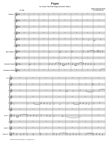 Fugue 04 from Well-Tempered Clavier, Book 1 (Clarinet Choir) (arr. Richard Byrnes)