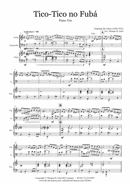 Tico-Tico no Fubá - Choro - Piano Trio (arr. Thomas H. Graf)