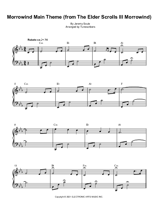 Morrowind Main Theme, from The Elder Scrolls III Morrowind (arr. Tunescribers)