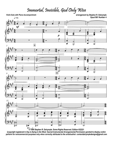 Immortal Invisible, God Only Wise with the Doxology (arr. Stephen R Dalrymple)