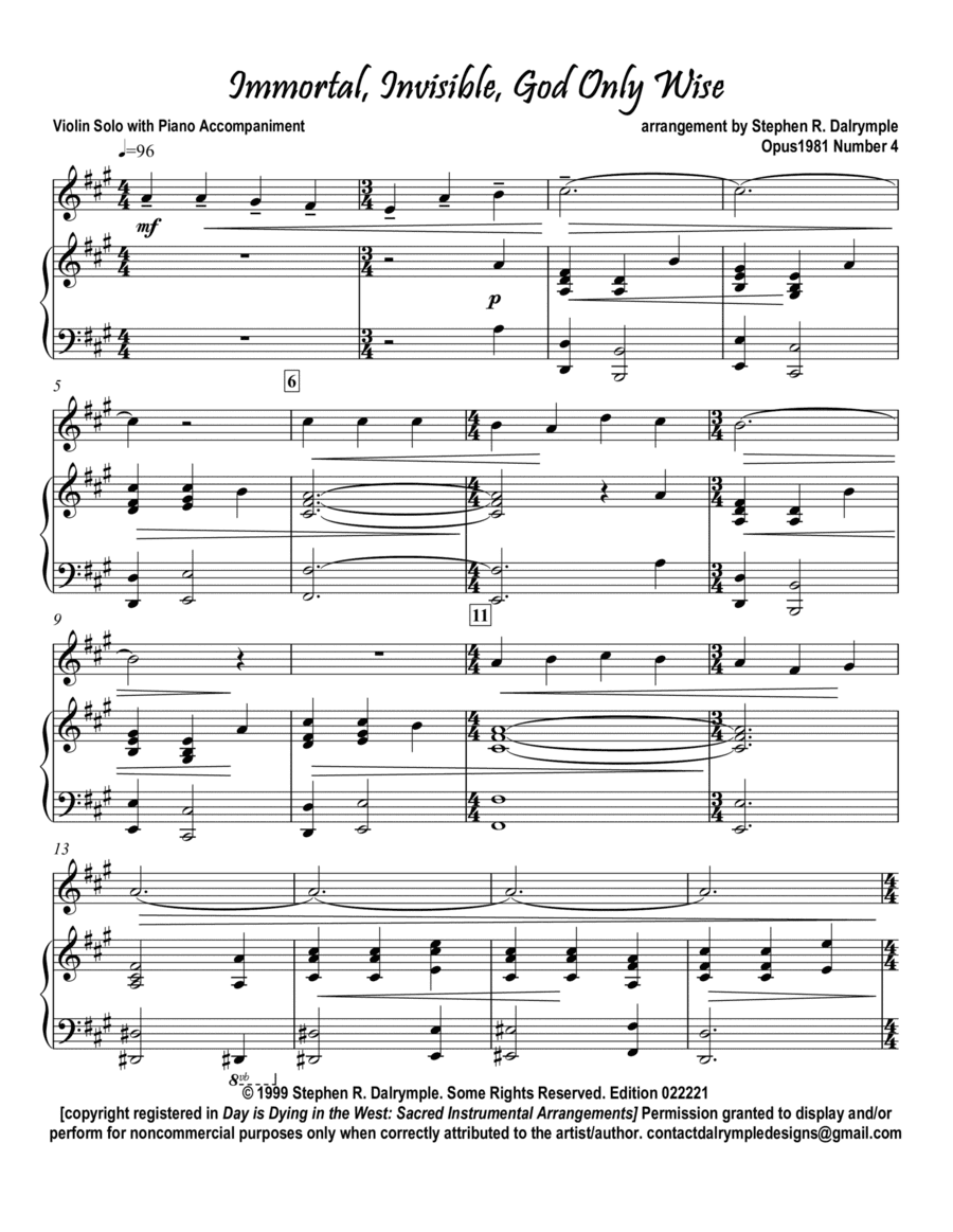 Immortal Invisible, God Only Wise with the Doxology (arr. Stephen R Dalrymple)