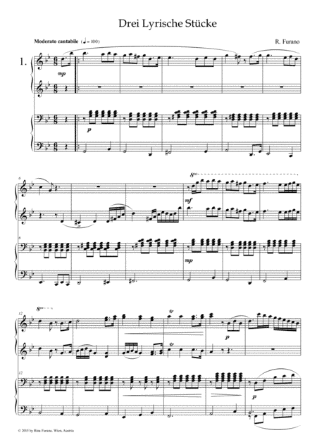 Three Lyrical Pieces - Piano Duets