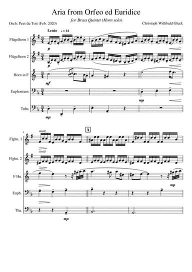 Aria (Dance of the Blessed Spirits) from Orfeo ed Euridice - CW Gluck (arr. Peet du Toit)