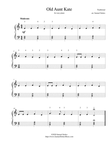 Old Aunt Kate (Aunt Katy) - for easy piano (arr. Samuel Stokes)