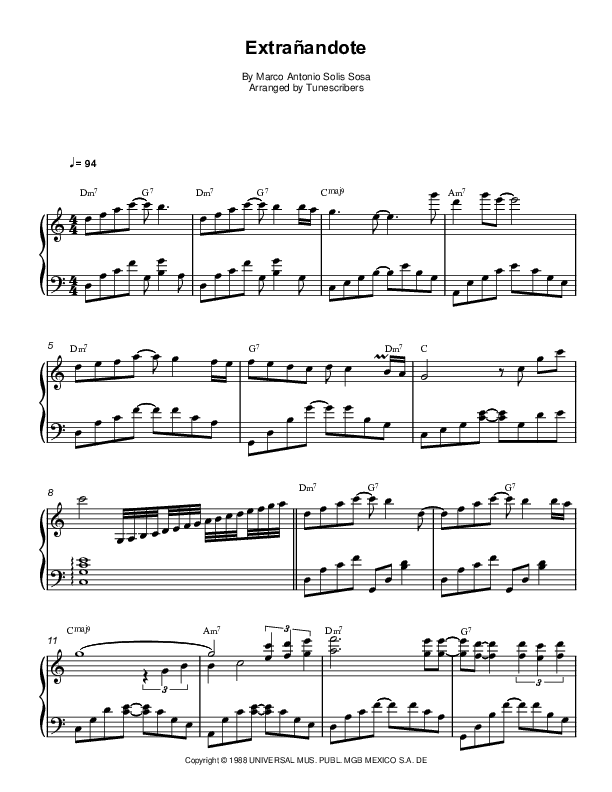 Extrañandote (arr. Tunescribers)