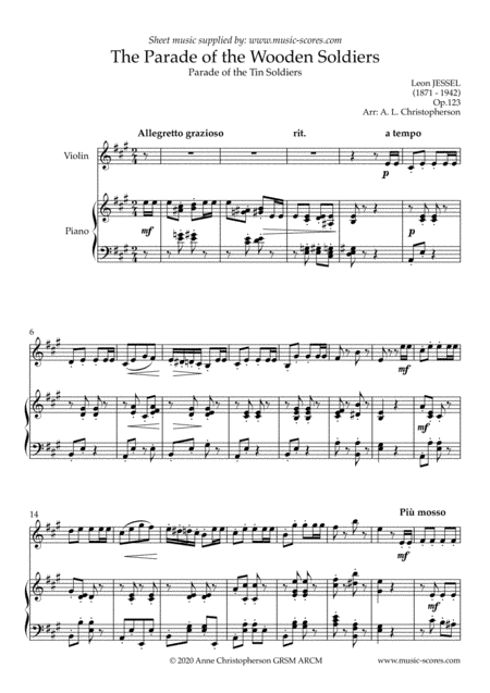 Parade of the Wooden Soldiers - Violin & PIano (arr. Anne L Christopherson GRSM ARCM)