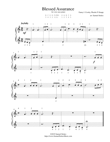 Blessed Assurance - for very easy piano (arr. Samuel Stokes)