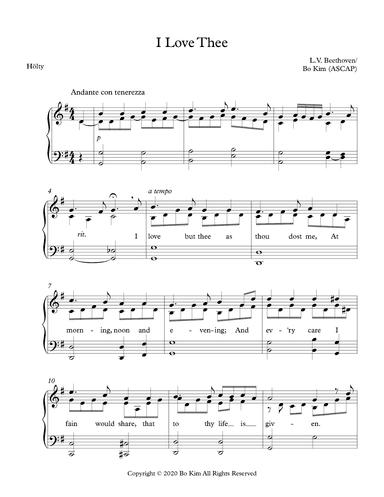 I Love Thee (Ich Liebe Dich) (arr. Bo Kim)