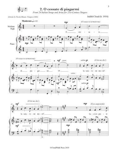 24 Italian Songs and Arias for 21st-Century Singers, No. 2 O cessate di piagarmi