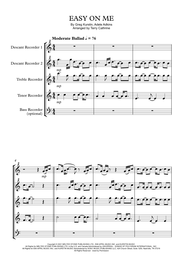 Easy On Me (arr. Terry Cathrine)