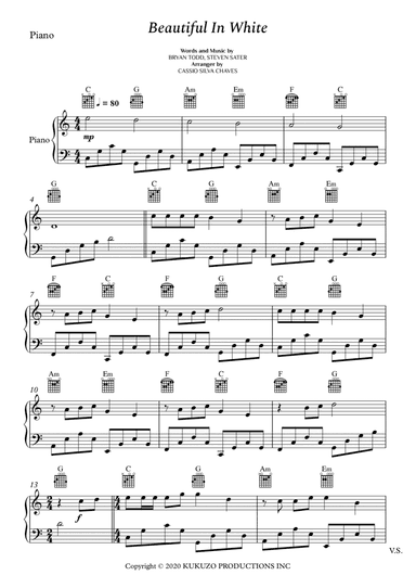 Beautiful In White (arr. Cássio Silva Chaves)