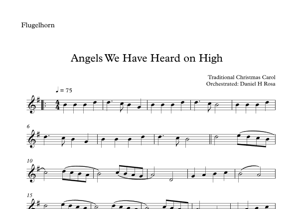Angels We Have Heard on High  - Gloria in excelsi Deo - Easy Flugelhorn (arr. Daniel H Rosa)