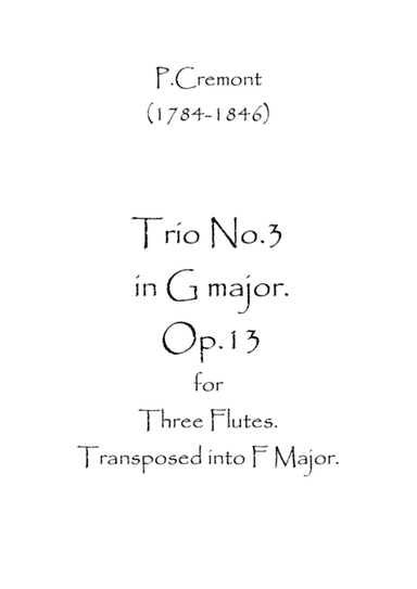 Trio No.3 in G maj. Op.13 (arr. Spence Bundy)