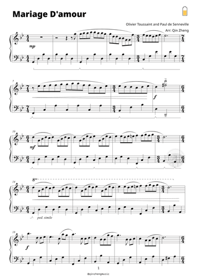 Mariage D'amour (arr. Qin Zheng)