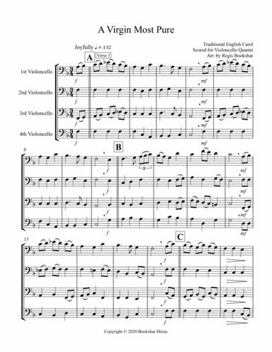 A Virgin Most Pure (F) (Violoncello Quartet) (arr. Regis Bookshar)