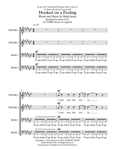 Hooked On A Feeling (arr. Jason Cole)